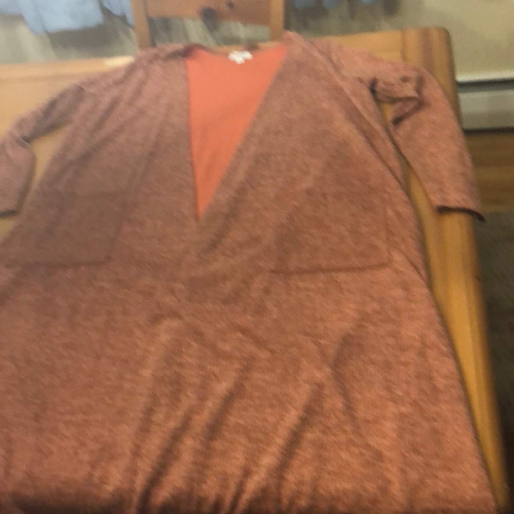 LuLaRoe Sarah Duster Womens Size Large Orange and Black Like New